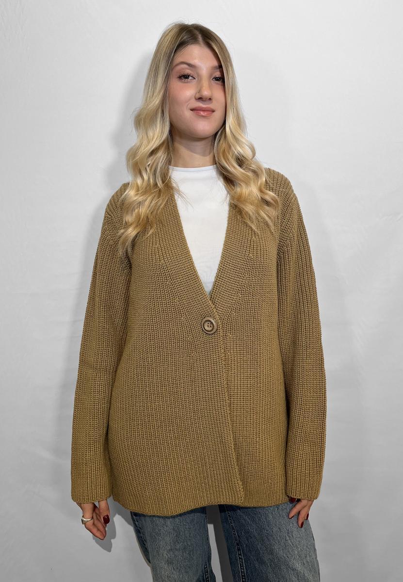 Amarynth Le MORBIDE Giacca Donna Maglia Cardigan Lana Maglia Inglese Art. 02112-Beige