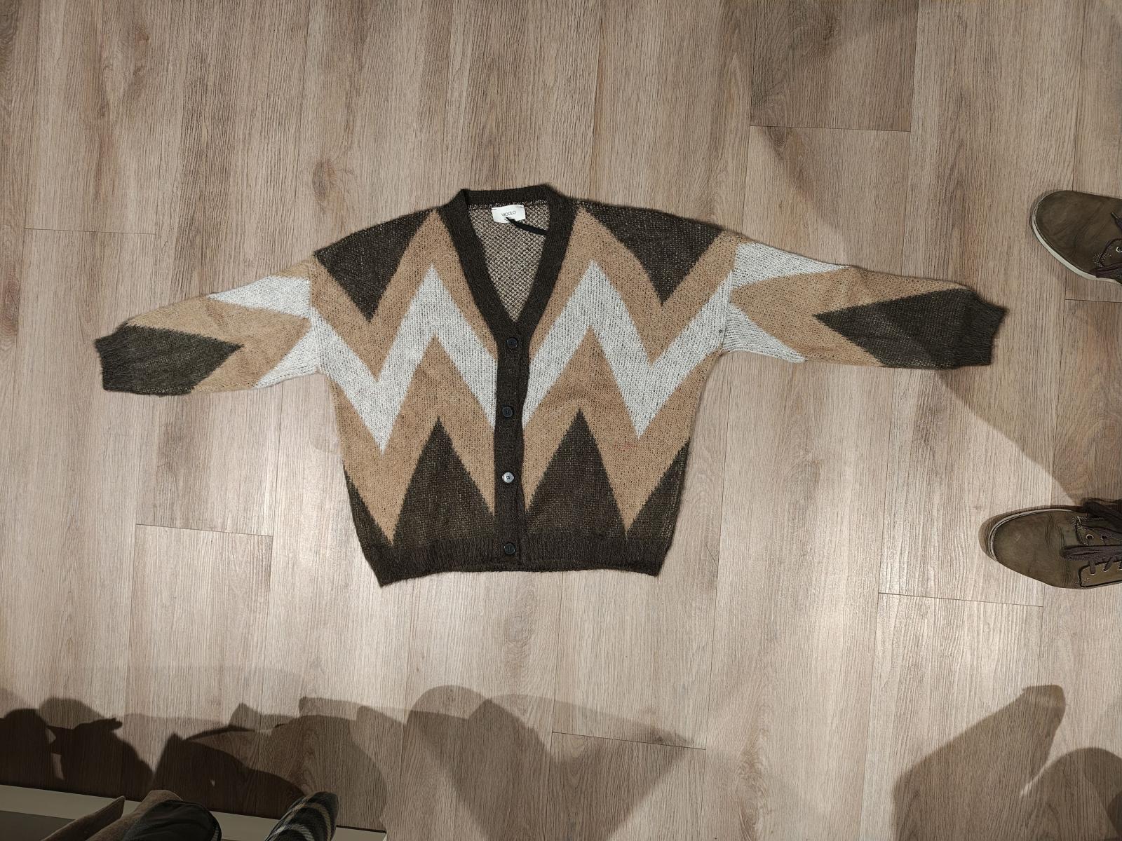 VICOLO Cardigan Donna Morbido Mohair Fantasia Zig Zag Invernale ART. 55116F