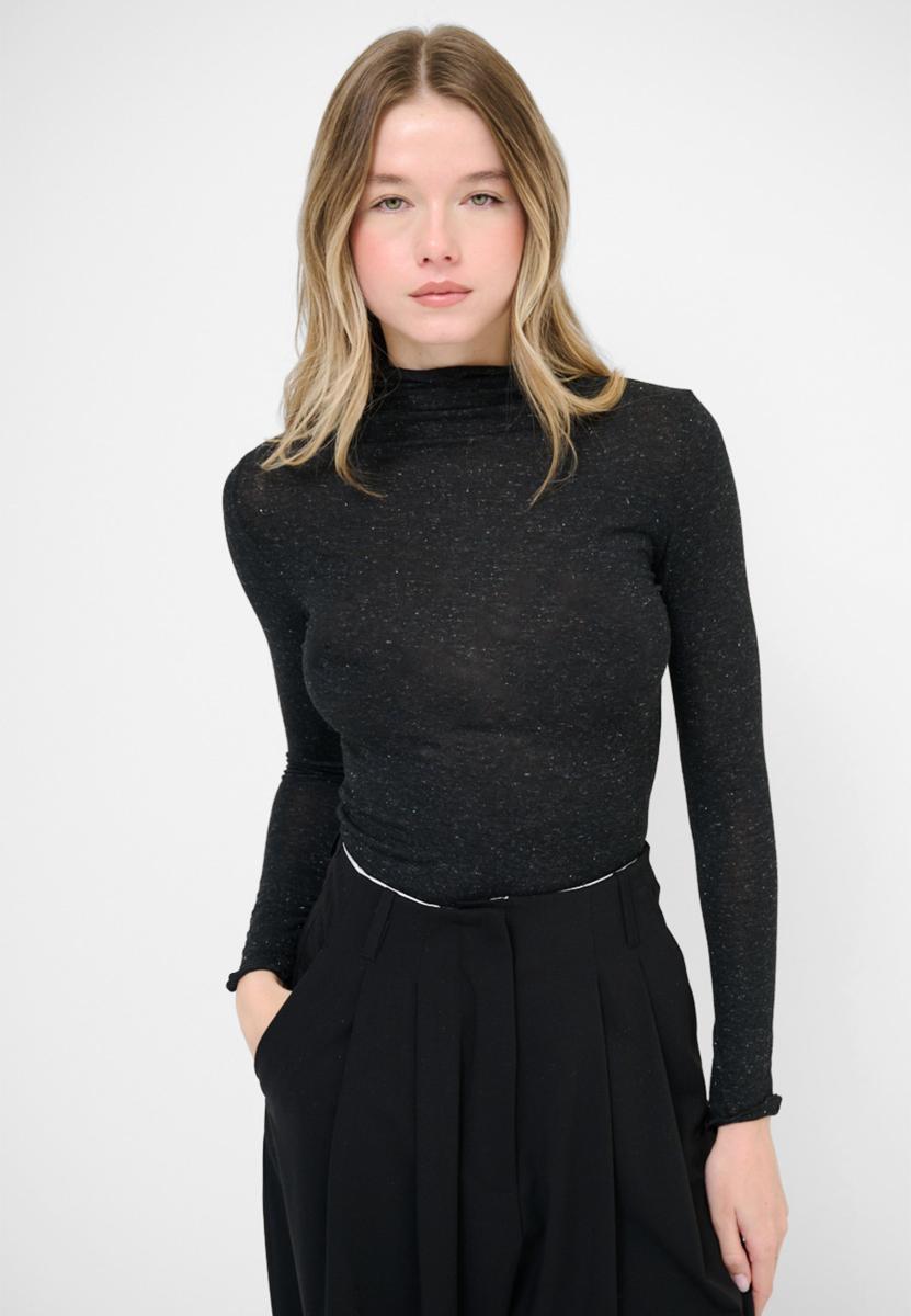 Kikisix Maglia Donna Sottogiacca Collo Alto con Lurex Art. KXMA1855-Nero