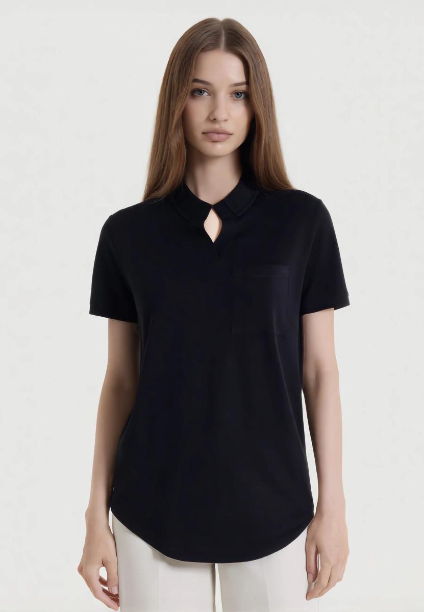 INTRECCI...Milano Polo Donna Mezza Manica con Tasca Art. S26-23-Nero