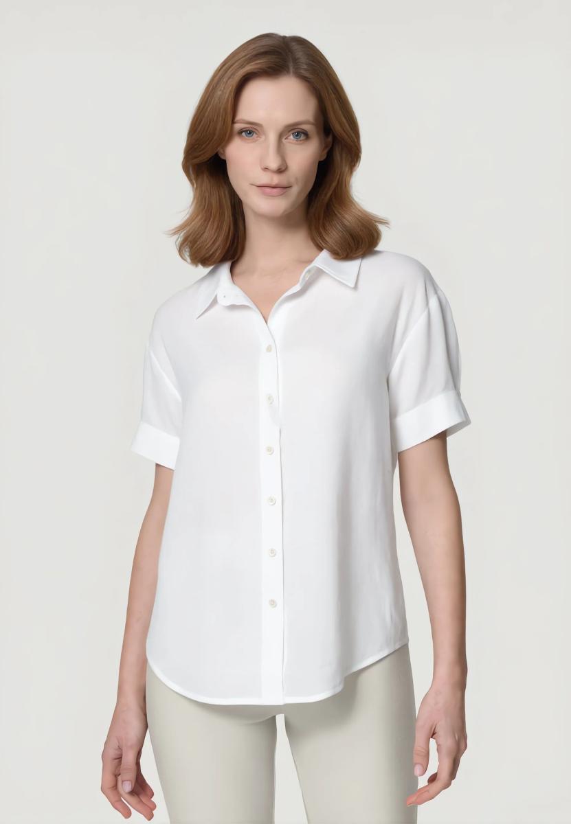VLT’S BY VALENTINAS Camicia Donna Lino Mezza Manica Art. 26-06M-Bianco