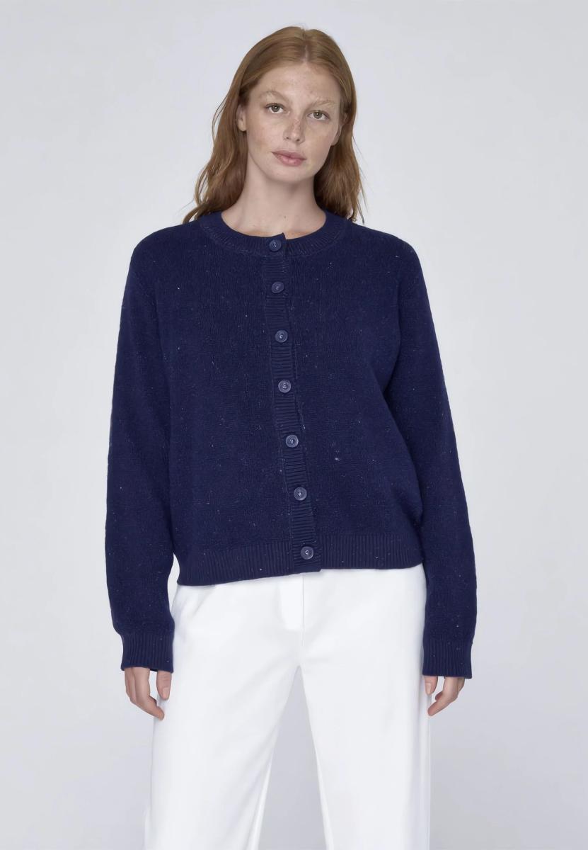 PREMODE Giacca Donna Coreana Maglia Cotone Lurex ART. 456101-Blu