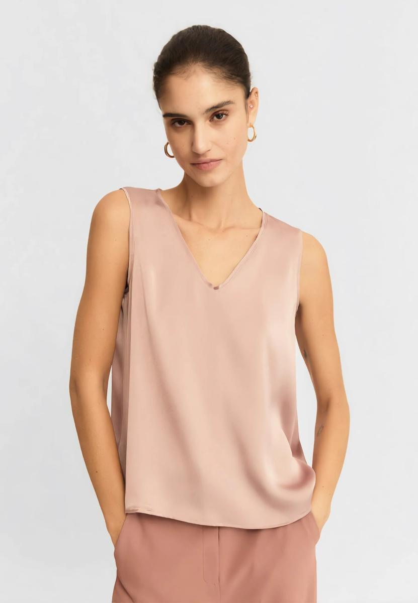 EMME MARELLA Top Donna Giromanica Raso Leggero Cottage-Tortora