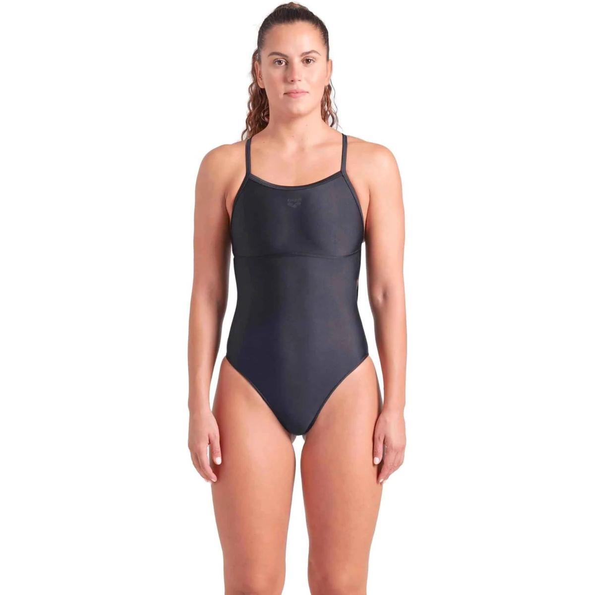 Arena Arena Women's Feel Solid Light Drop Back Swimsuit Ladies Athletic Swimwear Costume Intero Donna (Pacco da 1)-Nero