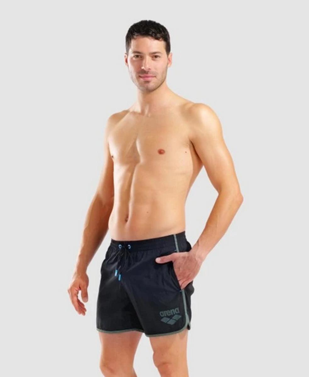 ARENA Men's Big Logo Borders Beach Short, Color 560-BLACK-SAGE, Size 3XL 560 - Black - Sage 3X-Large-BLACK/SAGE