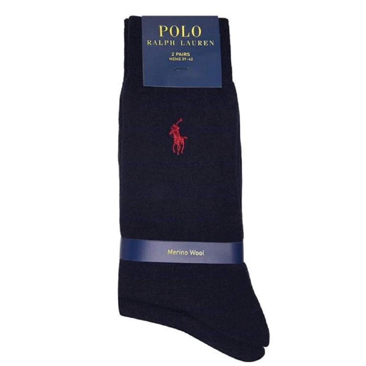 Ralph Lauren Polo Socks 2 Pairs Navy Blue Merino Wool