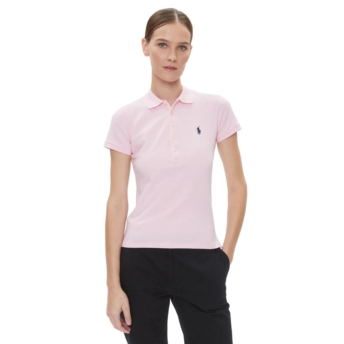 POLO RALPH LAUREN Polo Donna Slim Fit in Cotone Rosa con Logo