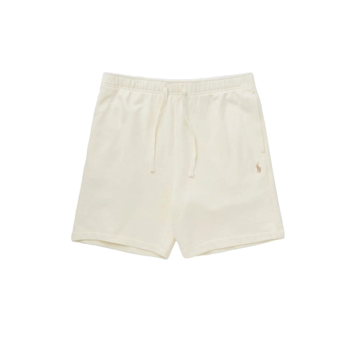 POLO RALPH LAUREN Bermuda Crema in Jersey con Logo Ricamato-Crema