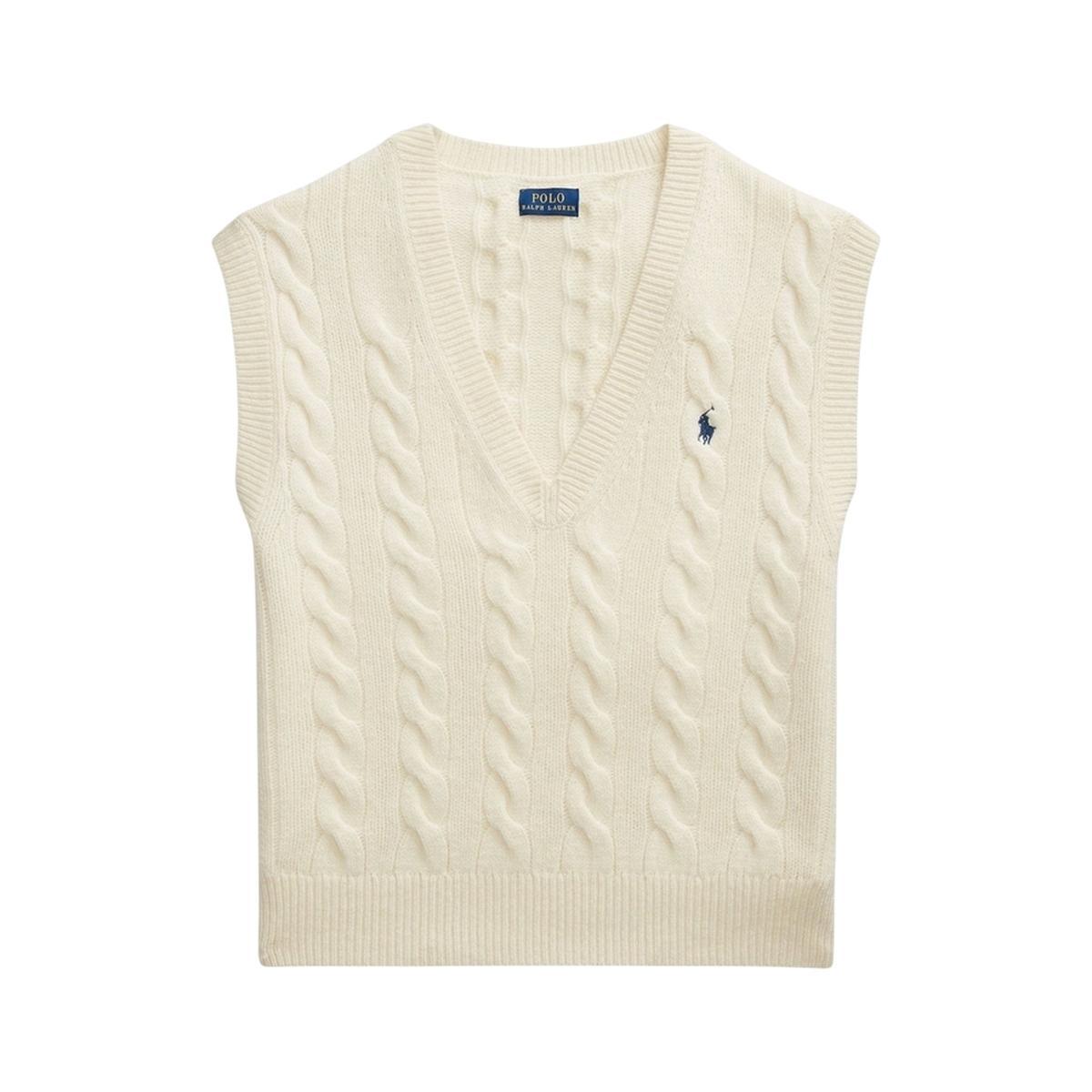 Maglia Donna a trecce senza maniche Bianco-Bianco