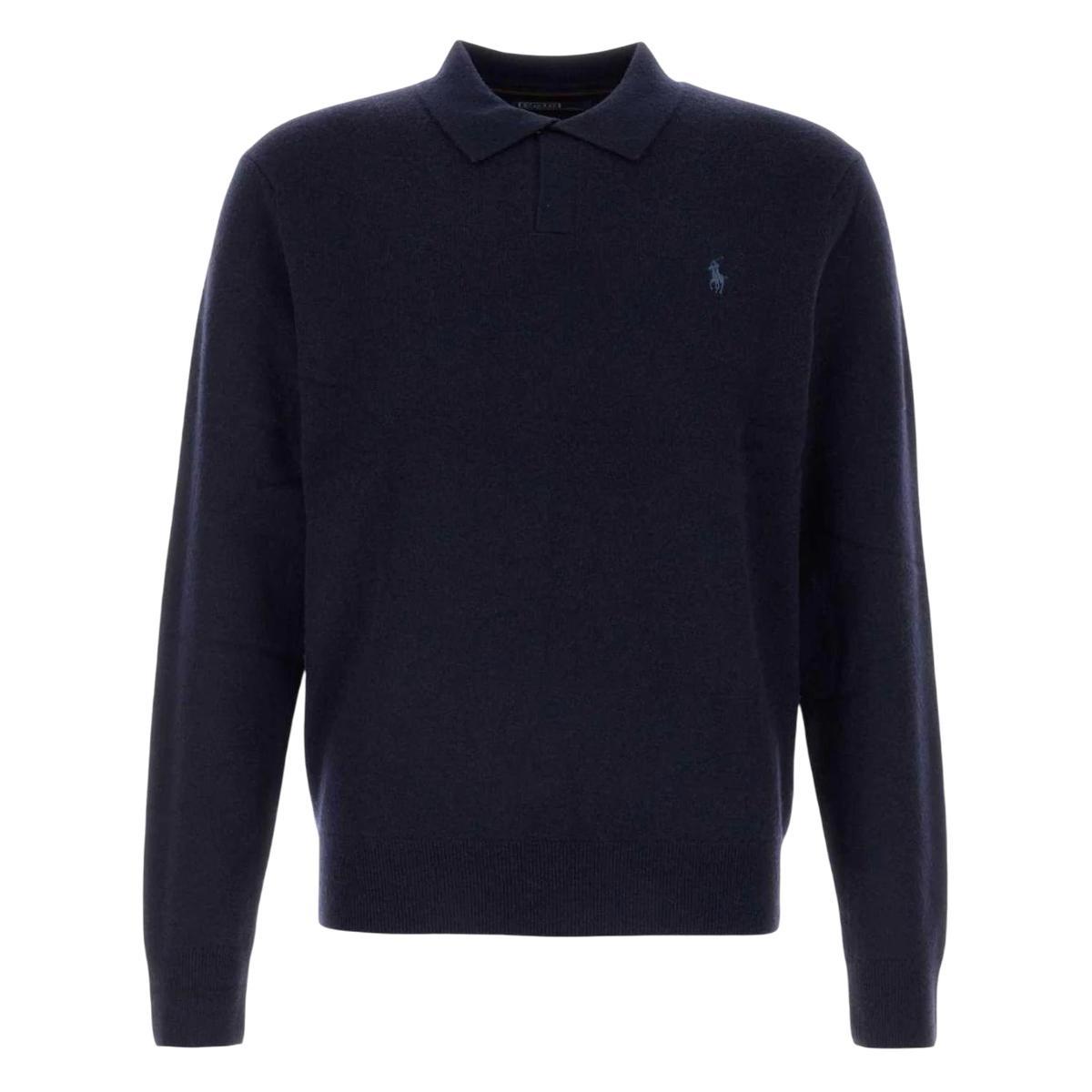Maglia Uomo in lana con colletto polo Navy