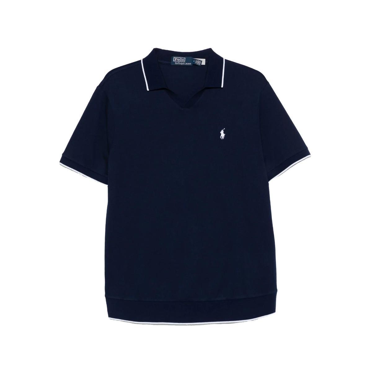 POLO RALPH LAUREN Polo in Cotone Blu Navy con Logo Ricamato