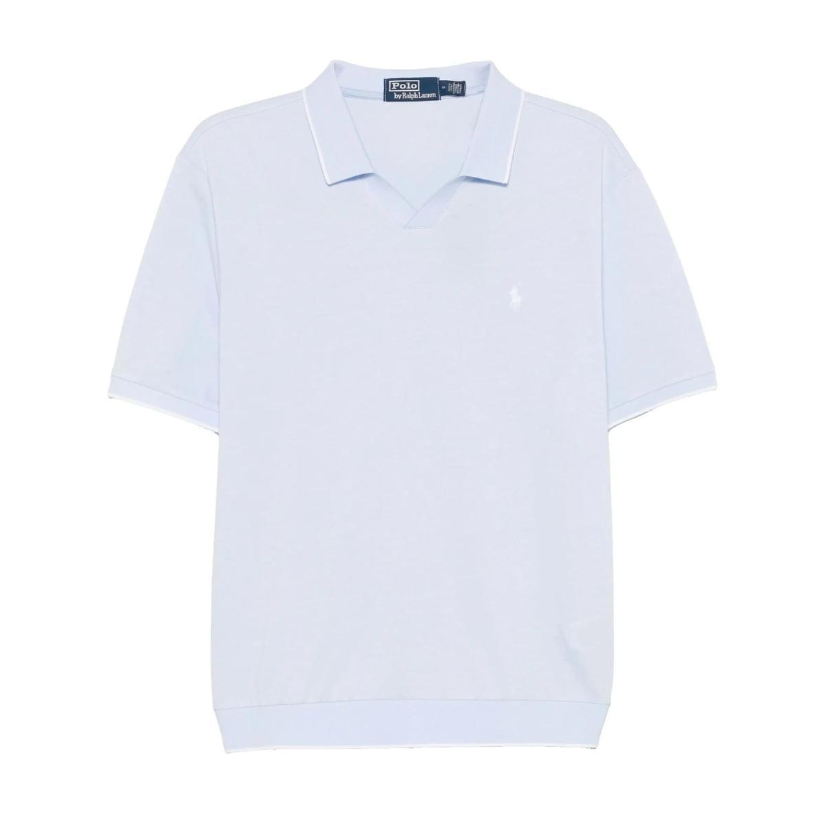 POLO RALPH LAUREN Polo in Cotone Azzurro con Logo Ricamato