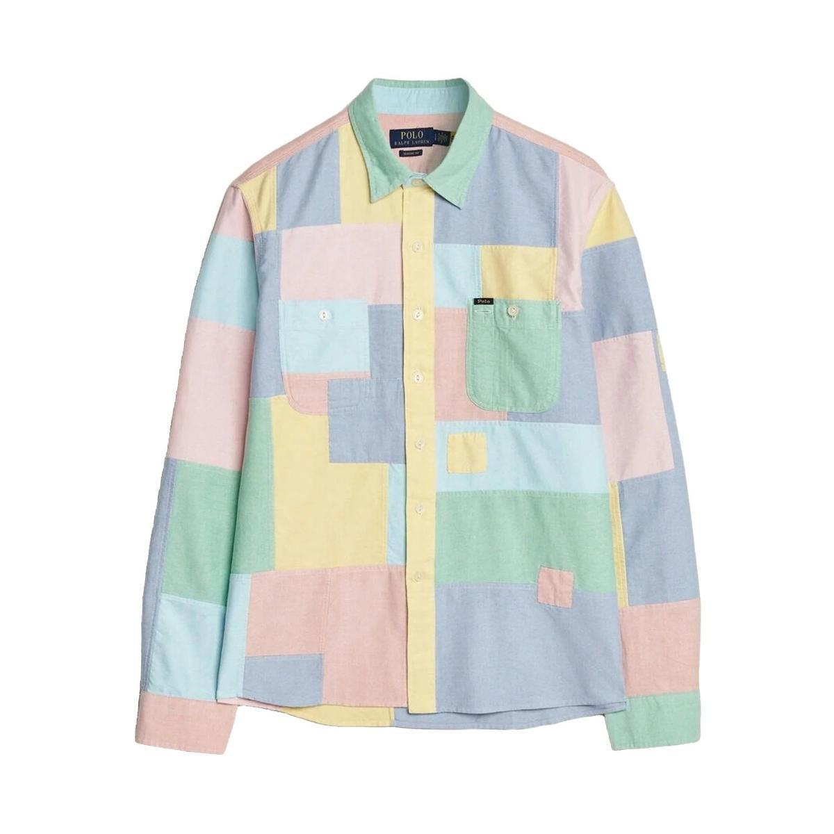 POLO RALPH LAUREN Camicia Patchwork Pastello in Cotone Oxford