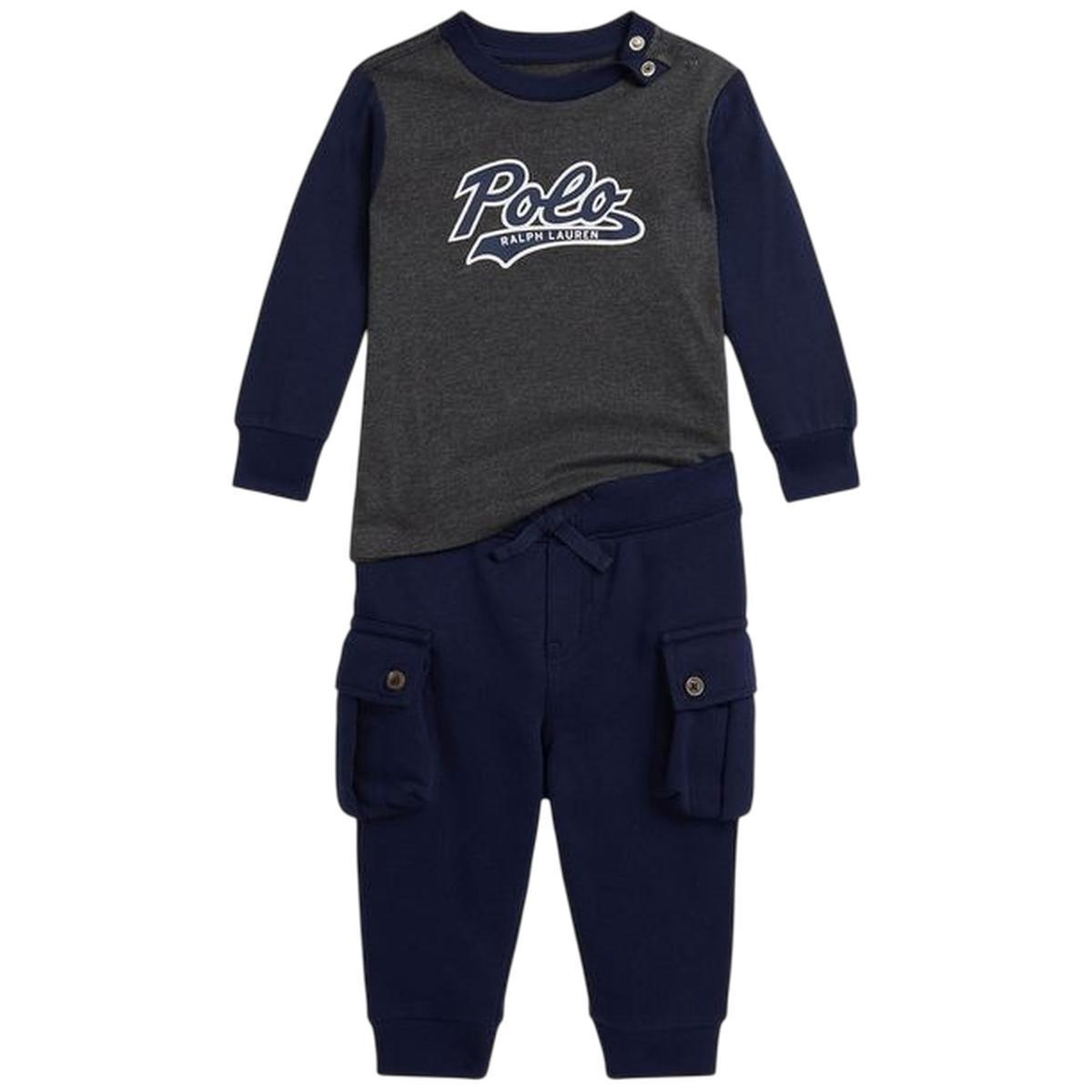 Tuta Neonato a due pezzi con logo-Blu