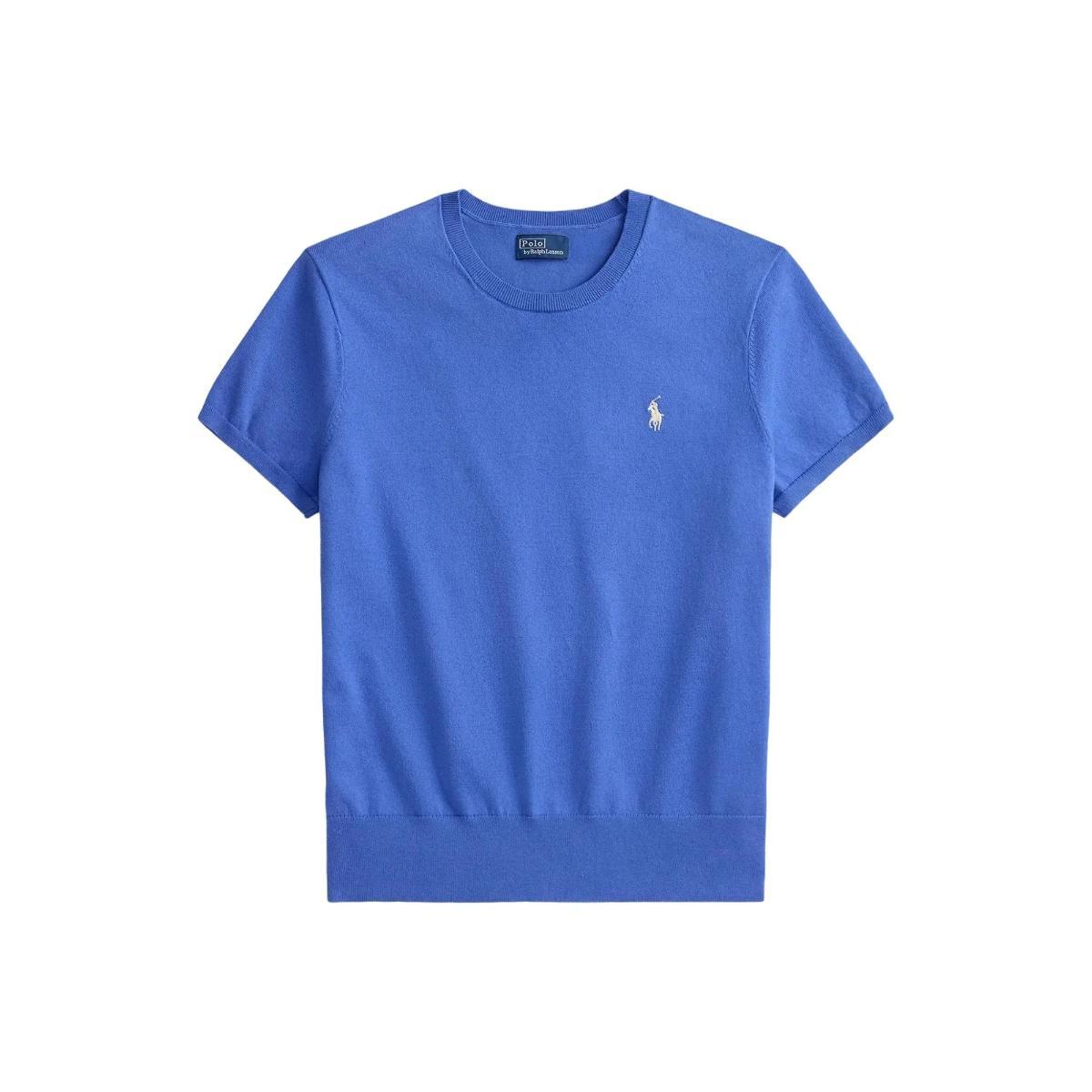 POLO RALPH LAUREN T-shirt Azzurra da Donna con Logo Ricamato