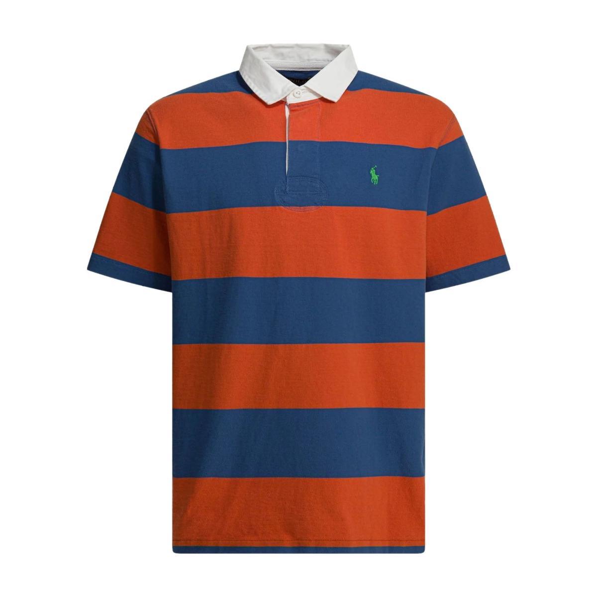 POLO RALPH LAUREN Polo Rossa in Cotone a Righe Blu con Logo Ricamato