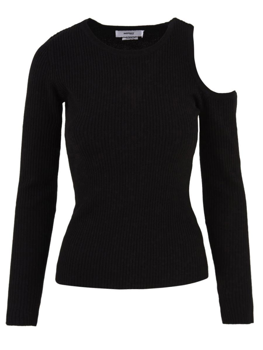Maglia nera da Donna con spalla scoperta