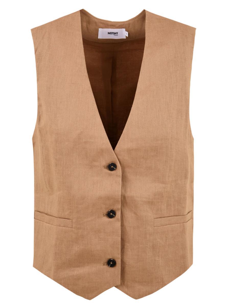 Gilet Donna con scollo profondo-Beige