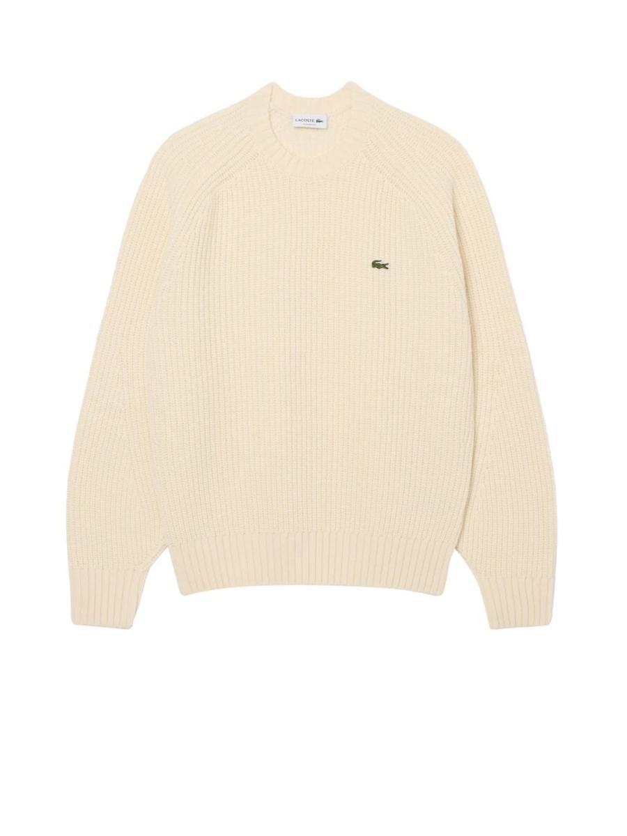 Lacoste Men's Sweater Maglione Uomo-Bianco panna