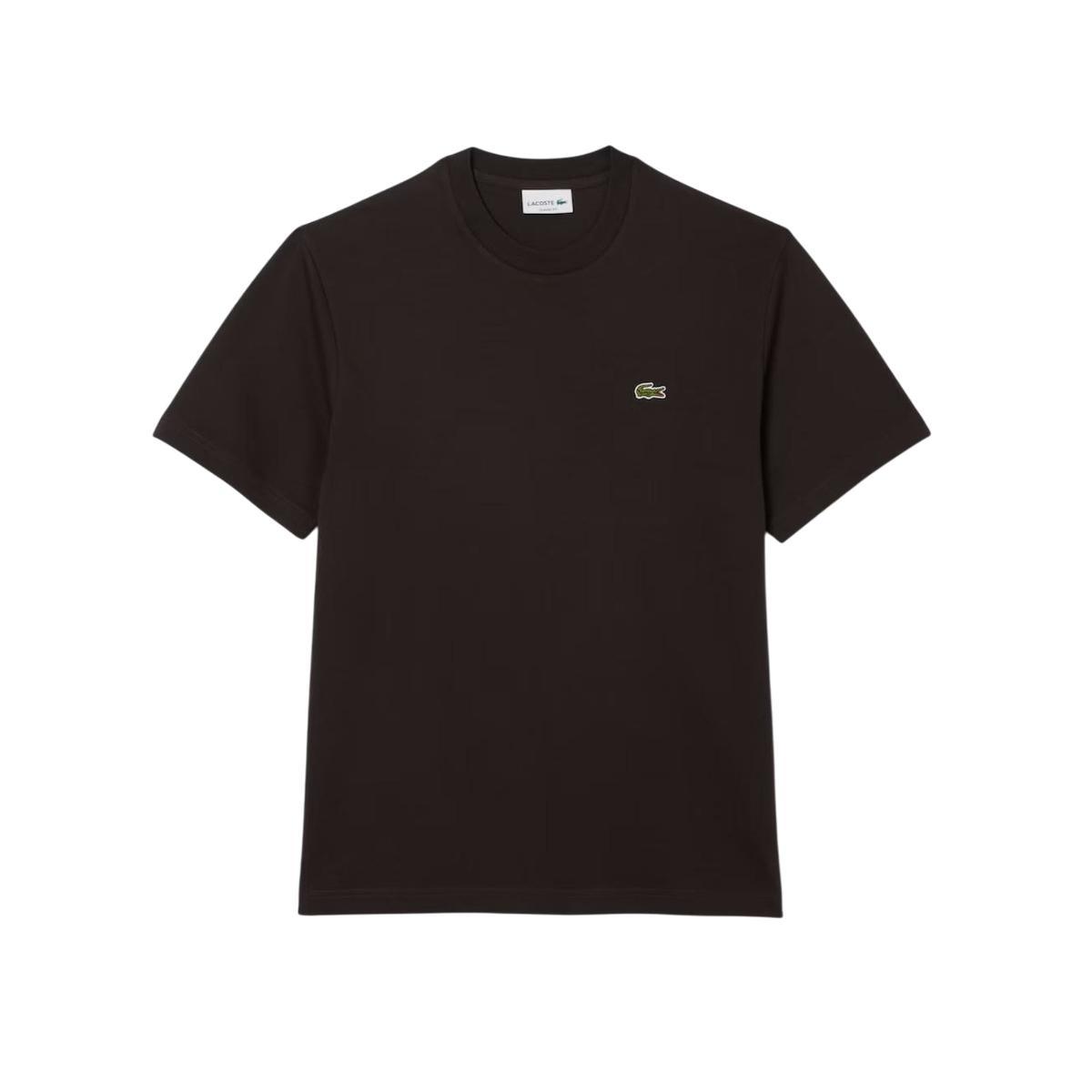 Lacoste T-shirt Classic Fit in Cotone, Marrone Scuro