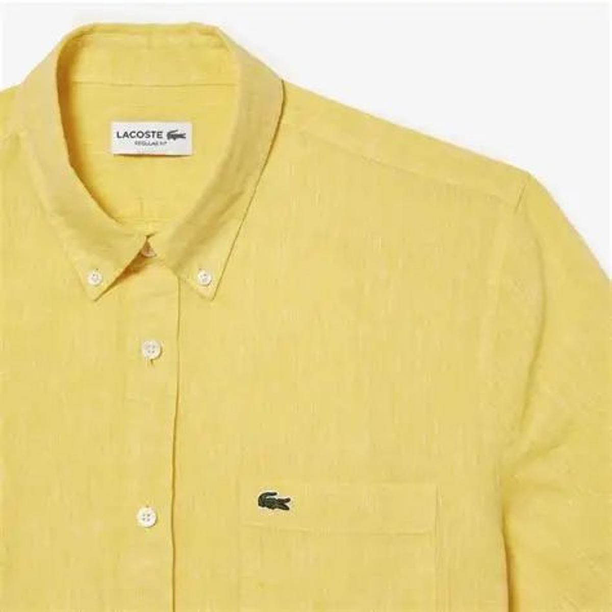 Lacoste Camicia a maniche corte ch5699 056, colori naturali chiari-Giallo