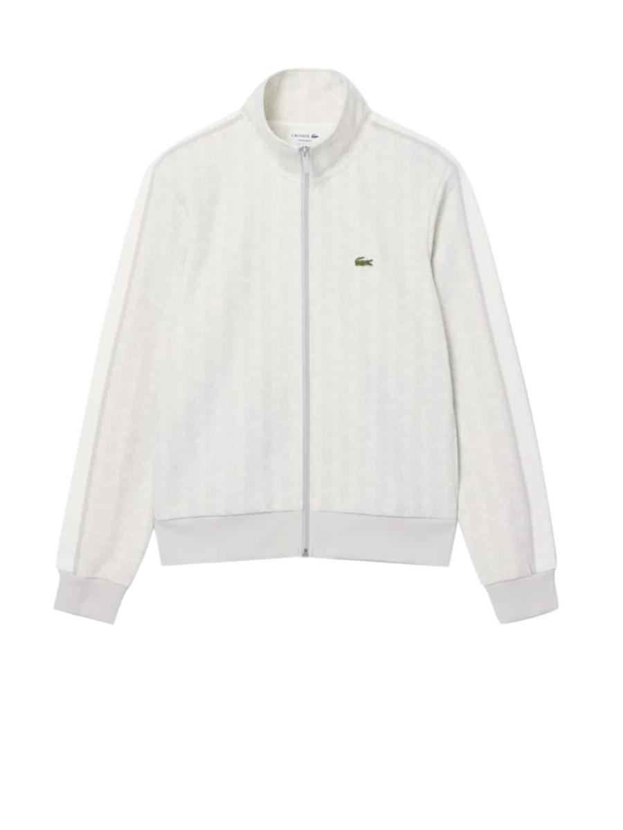 Lacoste Felpa con Zip Uomo SH1368-Grigio / bianco