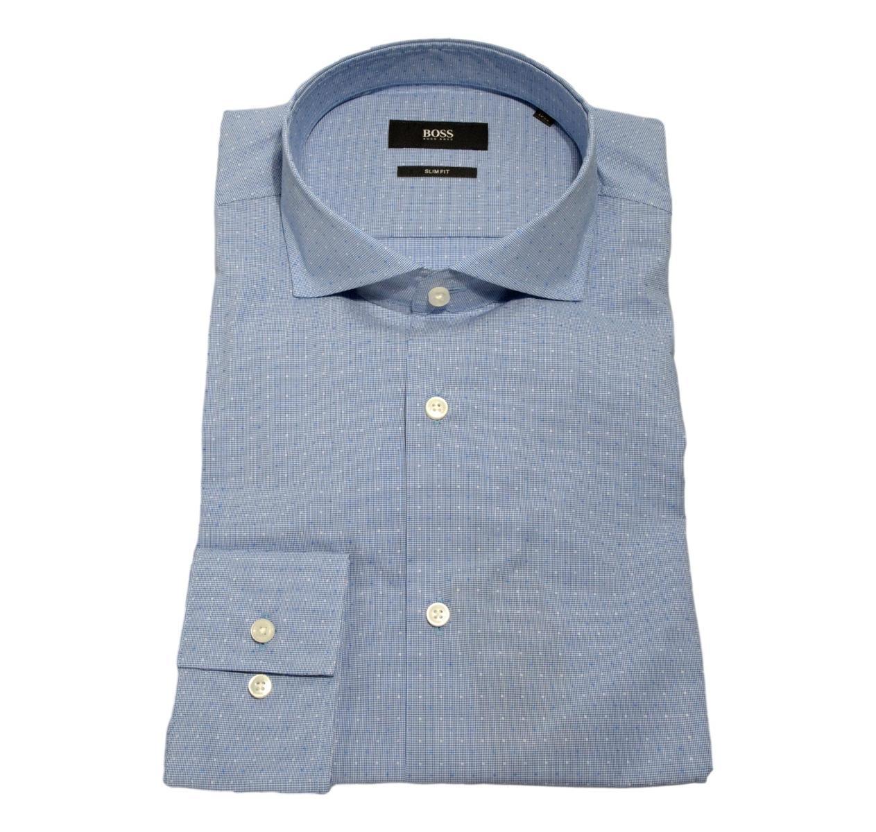 HUGO BOSS Camicia celeste slim fit a motivi Modello Jason - 50427751