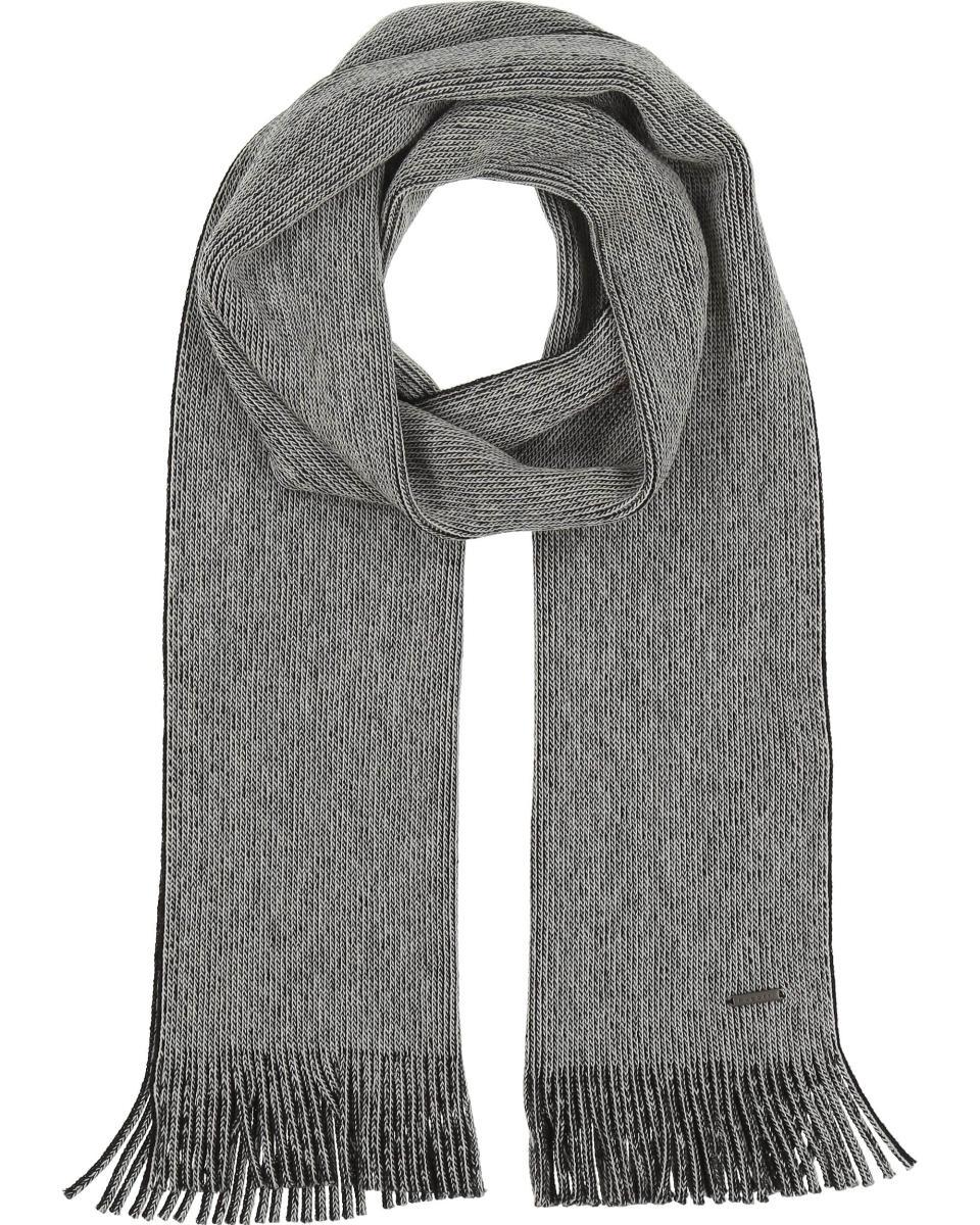 bugatti sciarpa da uomo con frange - 25 x 180 cm - sciarpa in maglia 100% lana-Grigio