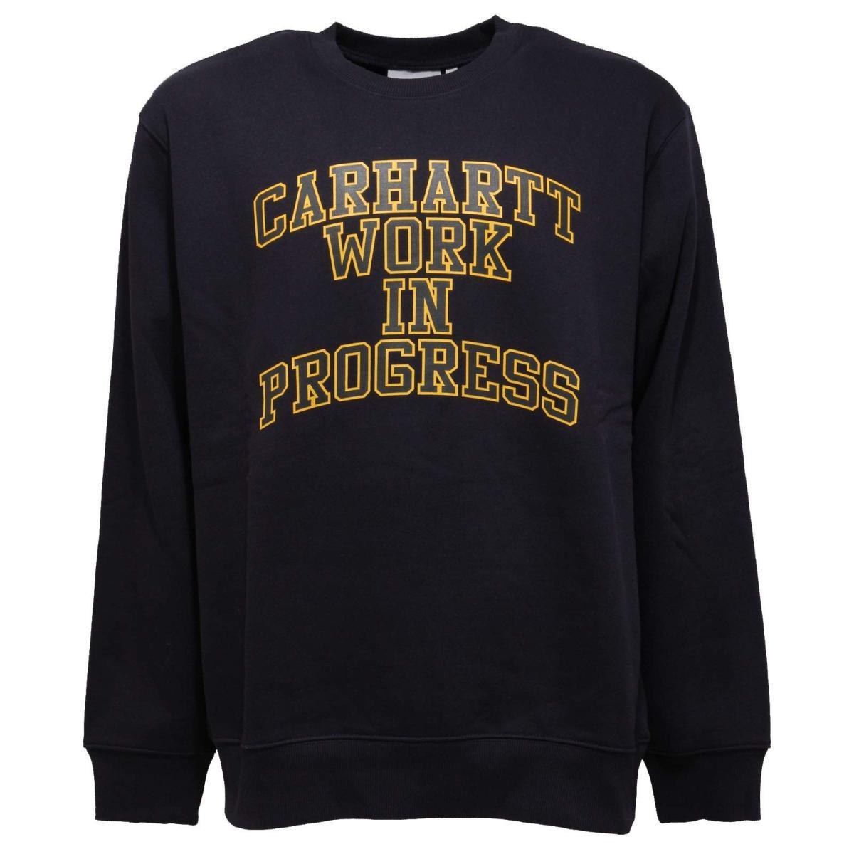 2549AC felpa uomo CARHARTT blue plush cotton sweatshirt men-Blu