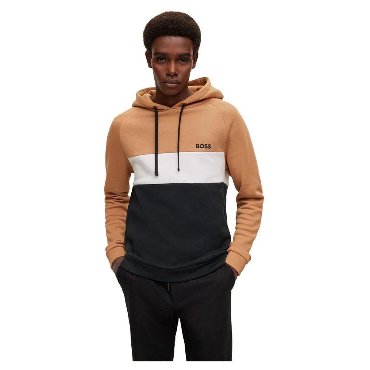 BOSS Felpa con Cappuccio Contemporary Uomo-Beige