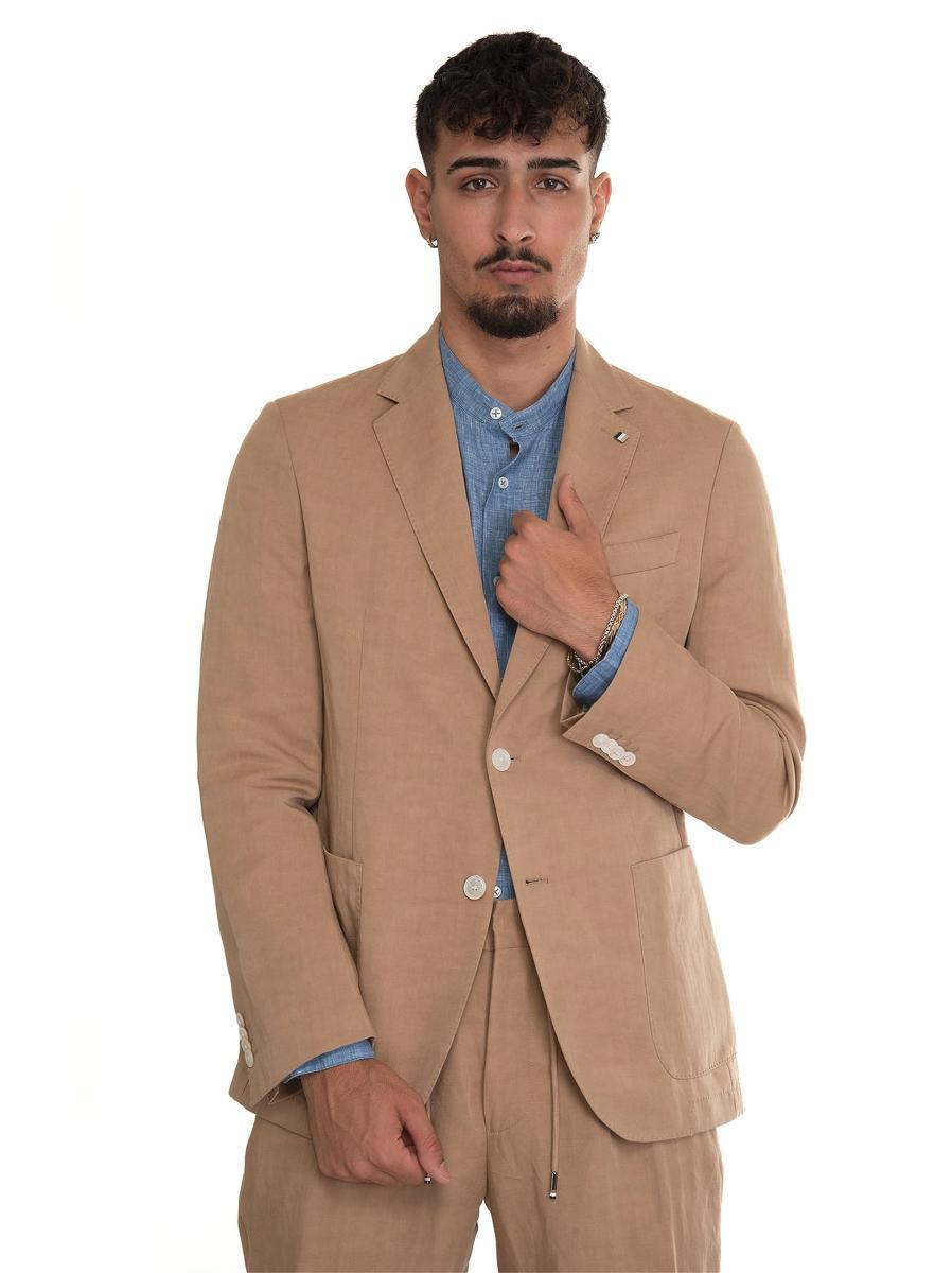 BOSS Giacca Uomo Slim Fit Misto Lino 50491887 Colore Beige