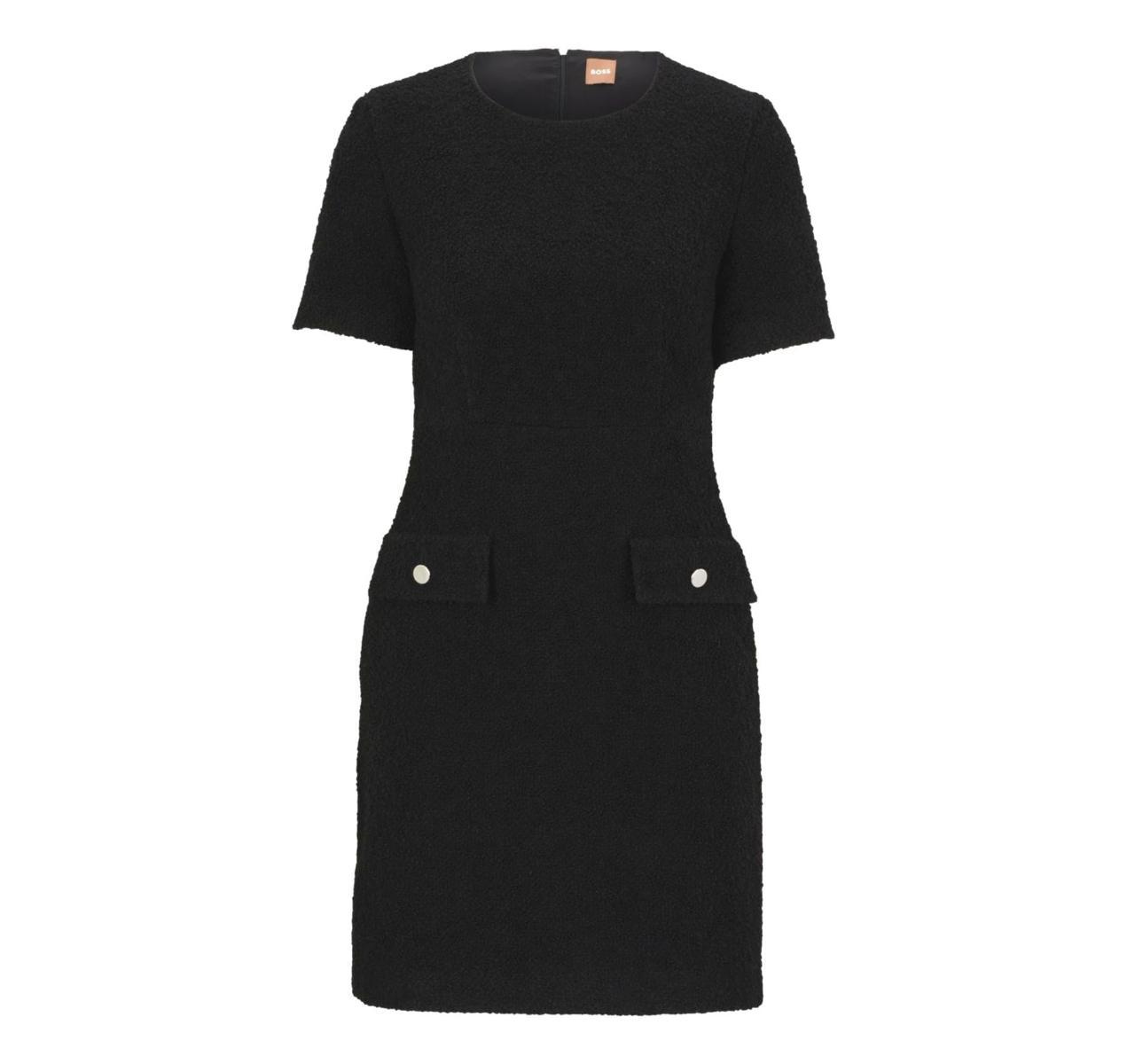 BOSS Abito Donna Slim Fit in Tweed con Tasche con Bottoni Docanah 50500816 Nero