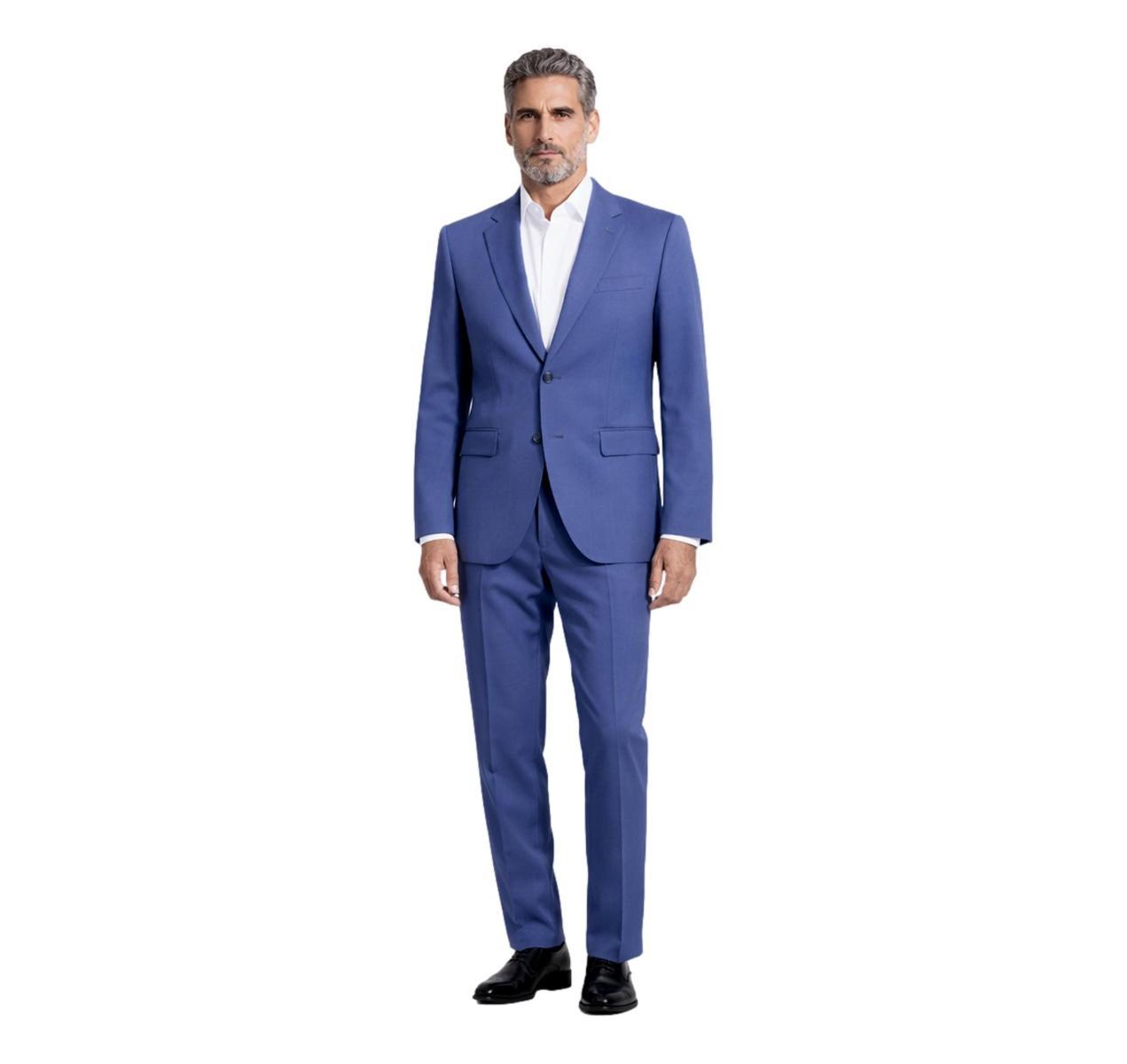 BOSS Abito Uomo Slim Fit Lana Elasticizzata Antipiega H-HUGE-2PCS-224 50509485 Blu-Blu