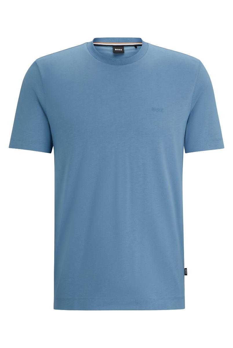 BOSS Uomo Thompson 01 T-Shirt Regular Fit Logo Jersey di Cotone-Blu