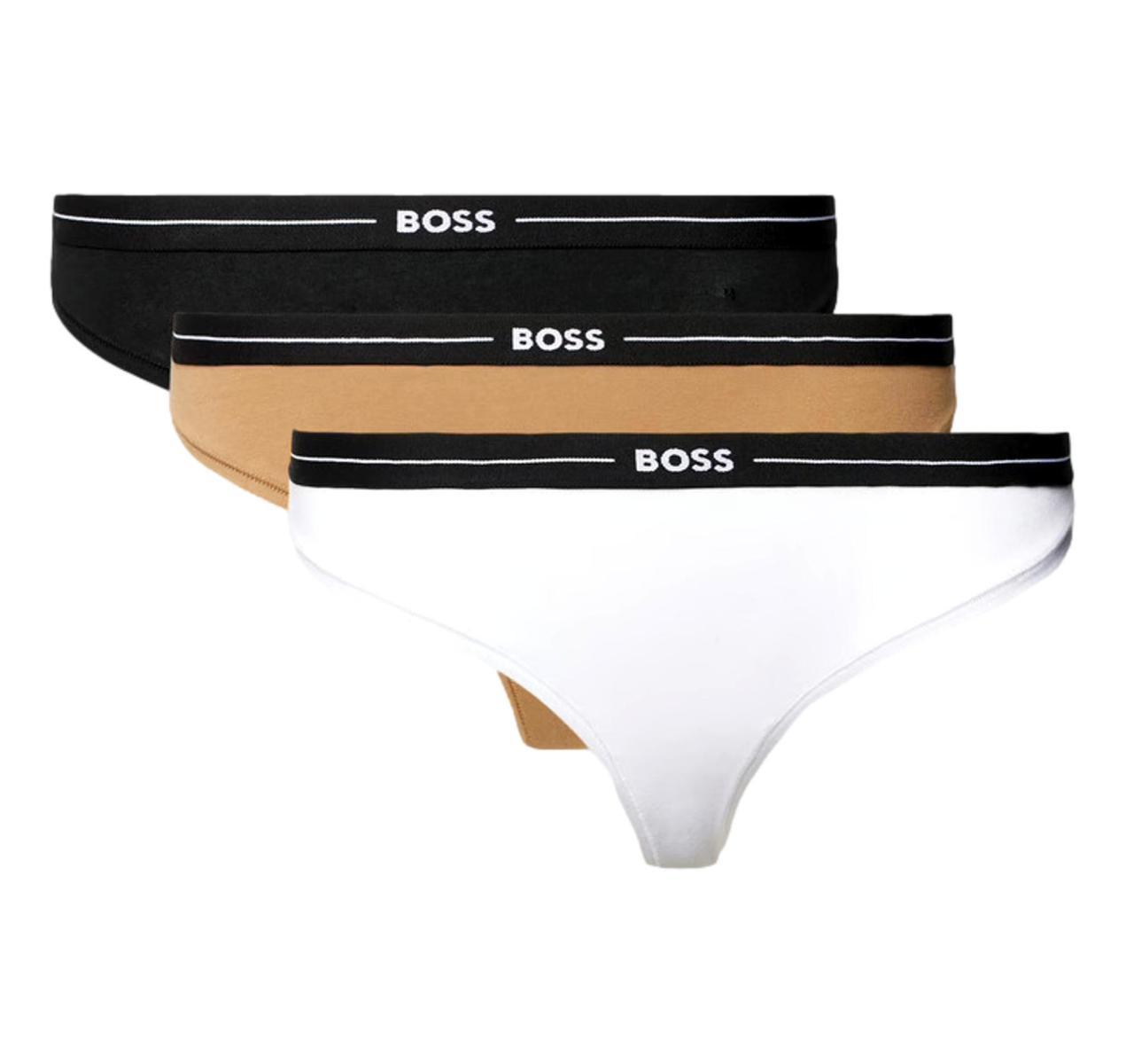 BOSS Tanga Donna In Cotone Elasticizzato Con Elastico In Vita Con Logo In Confezione Da Tre 50510030 Colore Multicolore