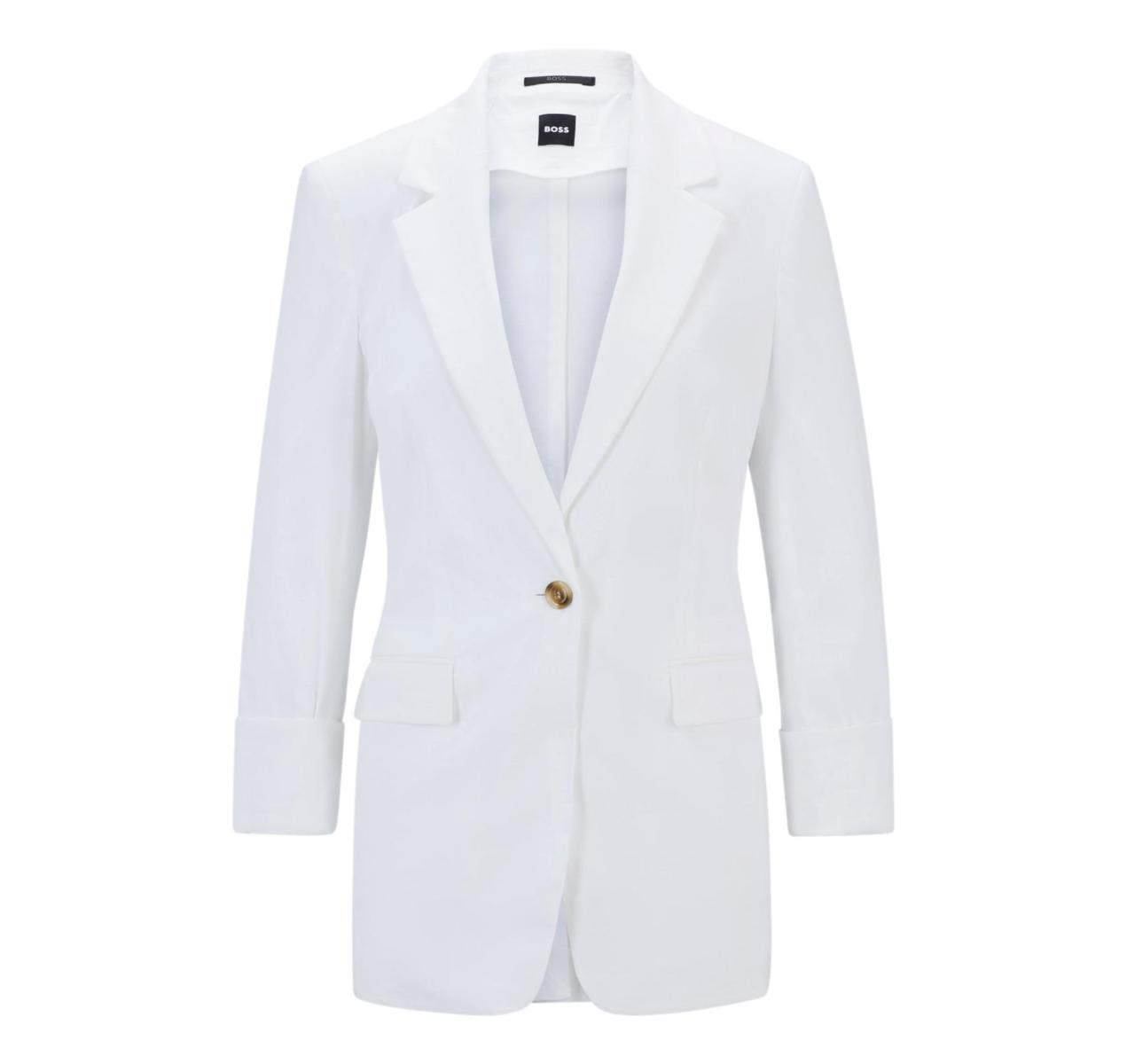 BOSS Giacca Donna Regular Fit In Misto Lino JASENA 50512888 Colore Bianco-Bianco