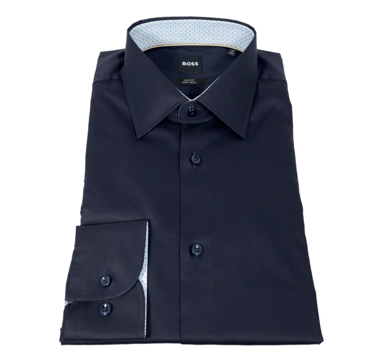 BOSS Camicia Uomo Slim Fit In Popelin Di Cotone Facile Stiro Modello 50512842 Colore Blu-Blu