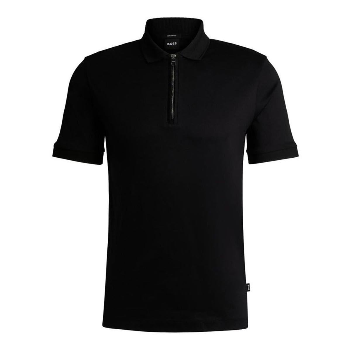 BOSS Polo Uomo In Cotone Mercerizzato Con Zip Slim Polston 11 50513375 Colore Nero