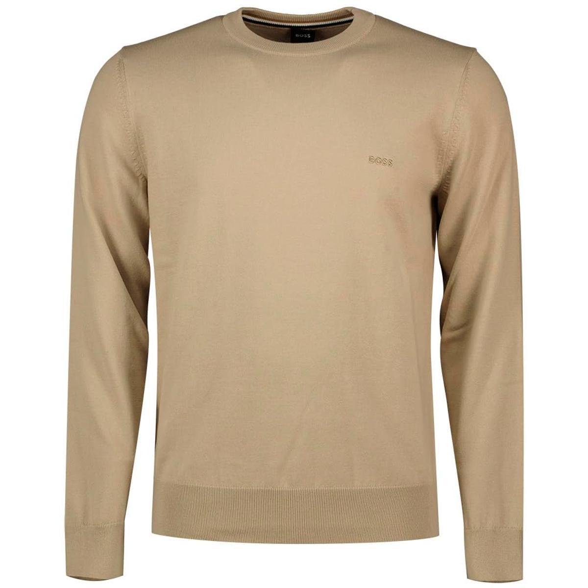 BOSS Maglione Uomo In Cotone Con Logo Ricamato Pacas 50506023 Colore Beige Chiaro