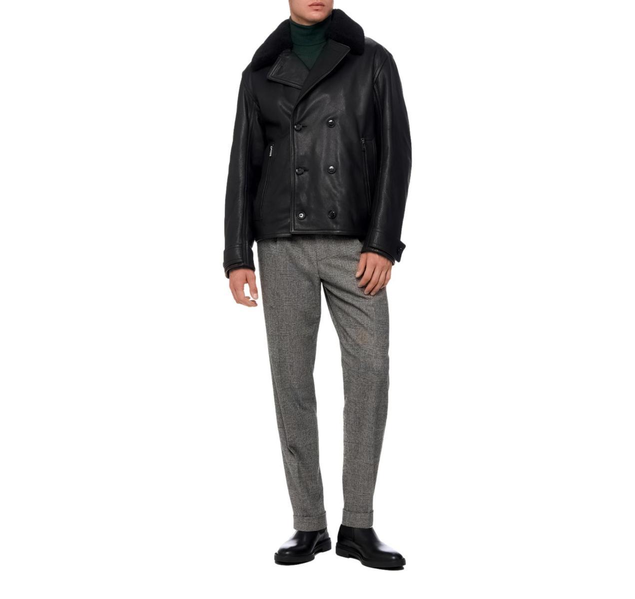 BOSS Giacca Doppiopetto Uomo in Vera Pelle 50524895 Colore Nero