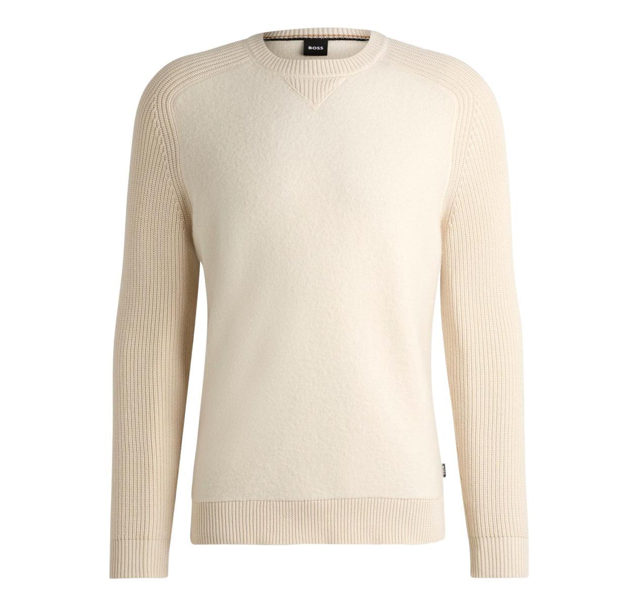 BOSS Maglione da uomo H-Ematero Regular Fit, realizzato in diversi materiali con polsini a coste-Multicolore