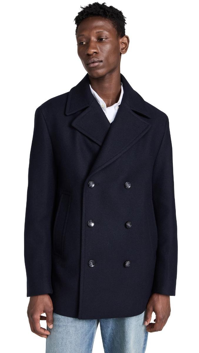 BOSS Uomo H-Clay -Pcoat-244 Cappotto doppio petto misto lana-Blu