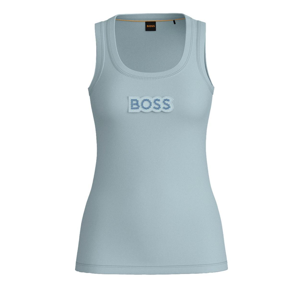 BOSS Canotta Donna In Cotone Elasticizzato A Coste C Ematite2 stonebadg 50536985 Colore Celeste