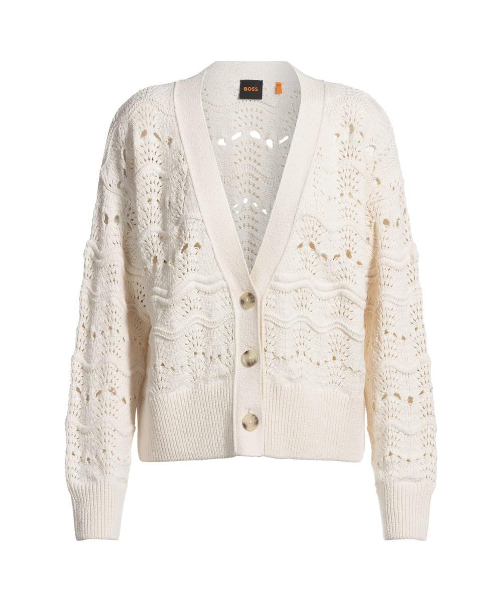 BOSS Cardigan Donna In Misto Cotone Con Lavorazione Traforata C Famon 50538316 Colore Avorio