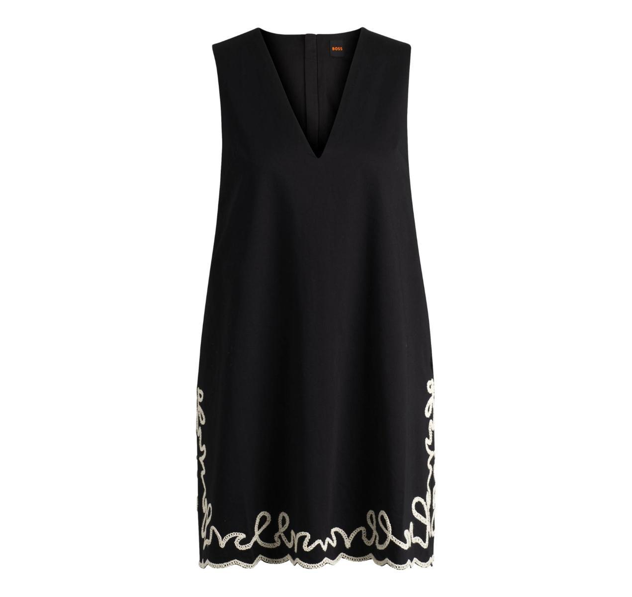 BOSS Vestito Donna In Cotone Con Ricamo A Contrasto Modello C Dembrolai 50540370 Colore Nero-Nero