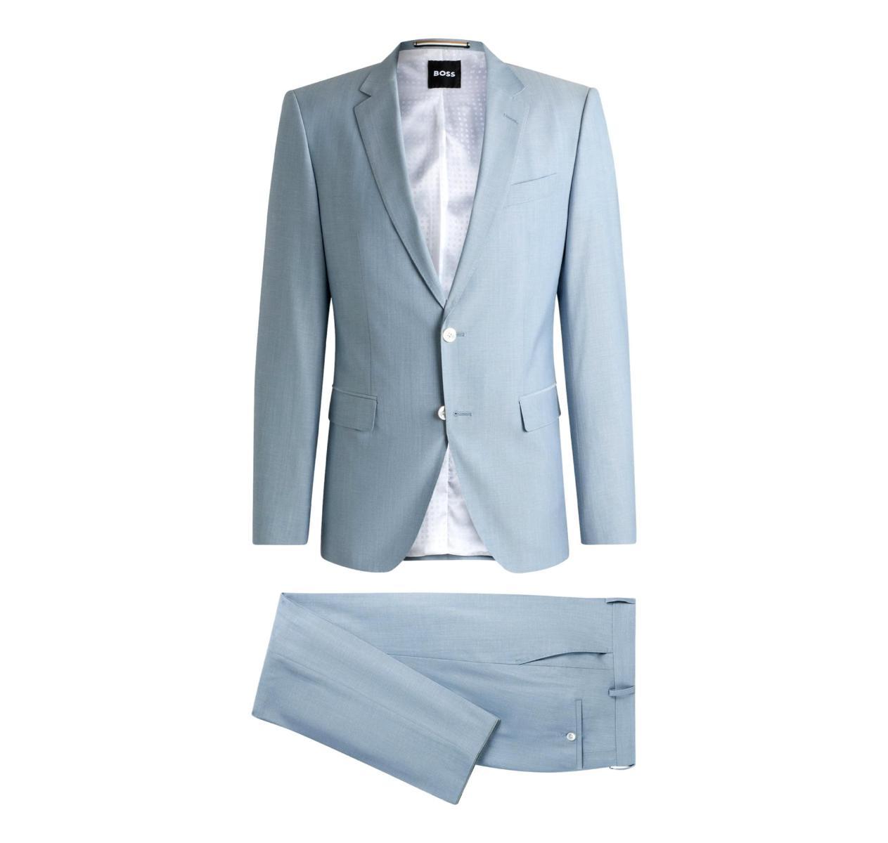 BOSS Abito Uomo Slim Fit In Misto Lana H Huge 50540759 Colore Celeste-Multicolore