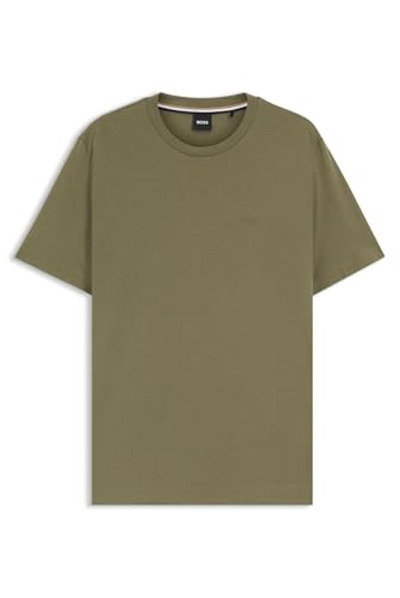 BOSS Uomo Thompson 01 T-Shirt Regular Fit Logo Jersey di Cotone-Verde