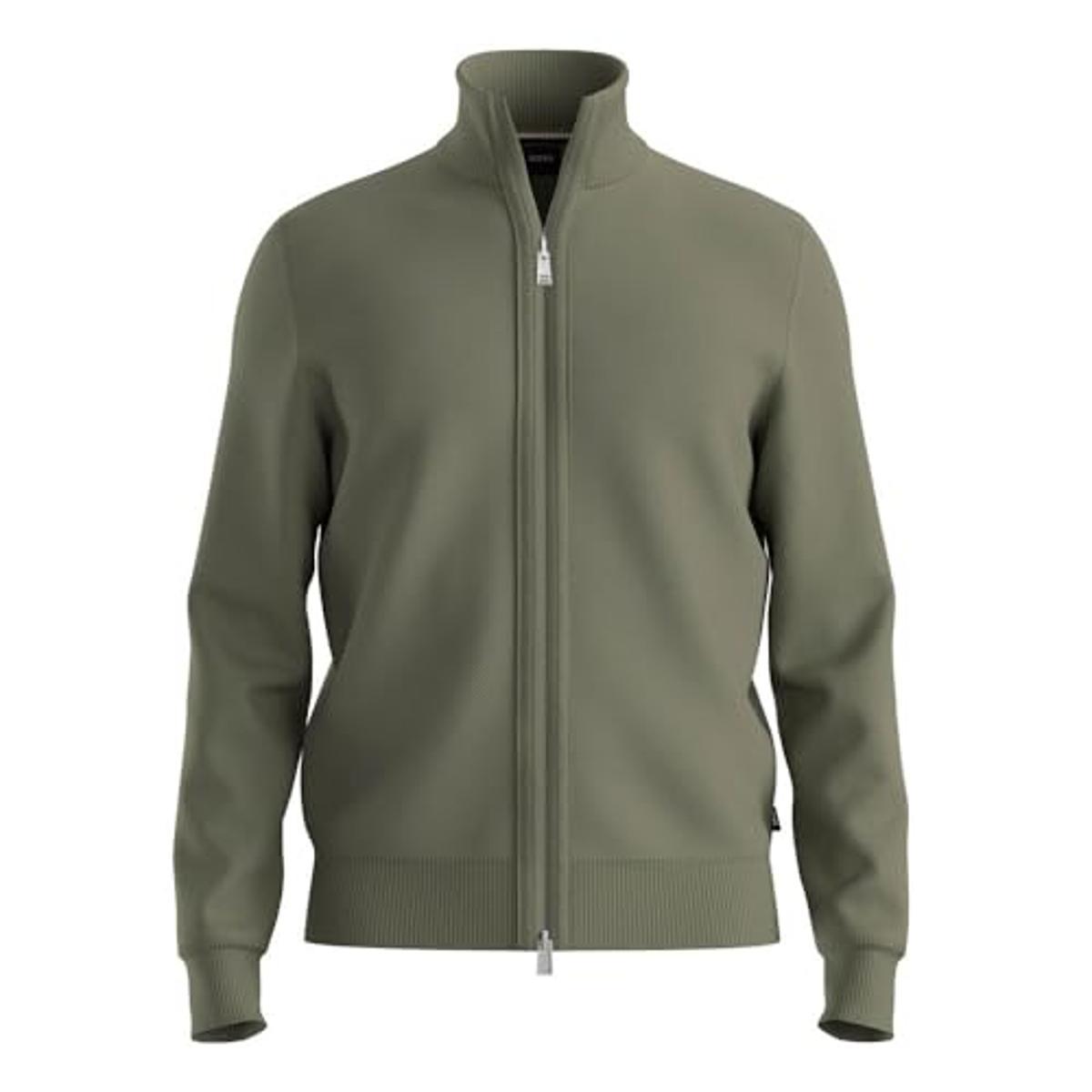 BOSS Cardigan Uomo In Lana Vergine Con Zip 50543153 Colore Verde Salvia