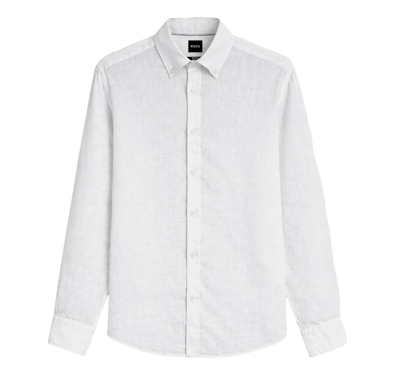 BOSS Camicia Uomo Button Down Regular Fit In Lino H LIAM BD E C1 261 50556077 Colore Bianco-Bianco