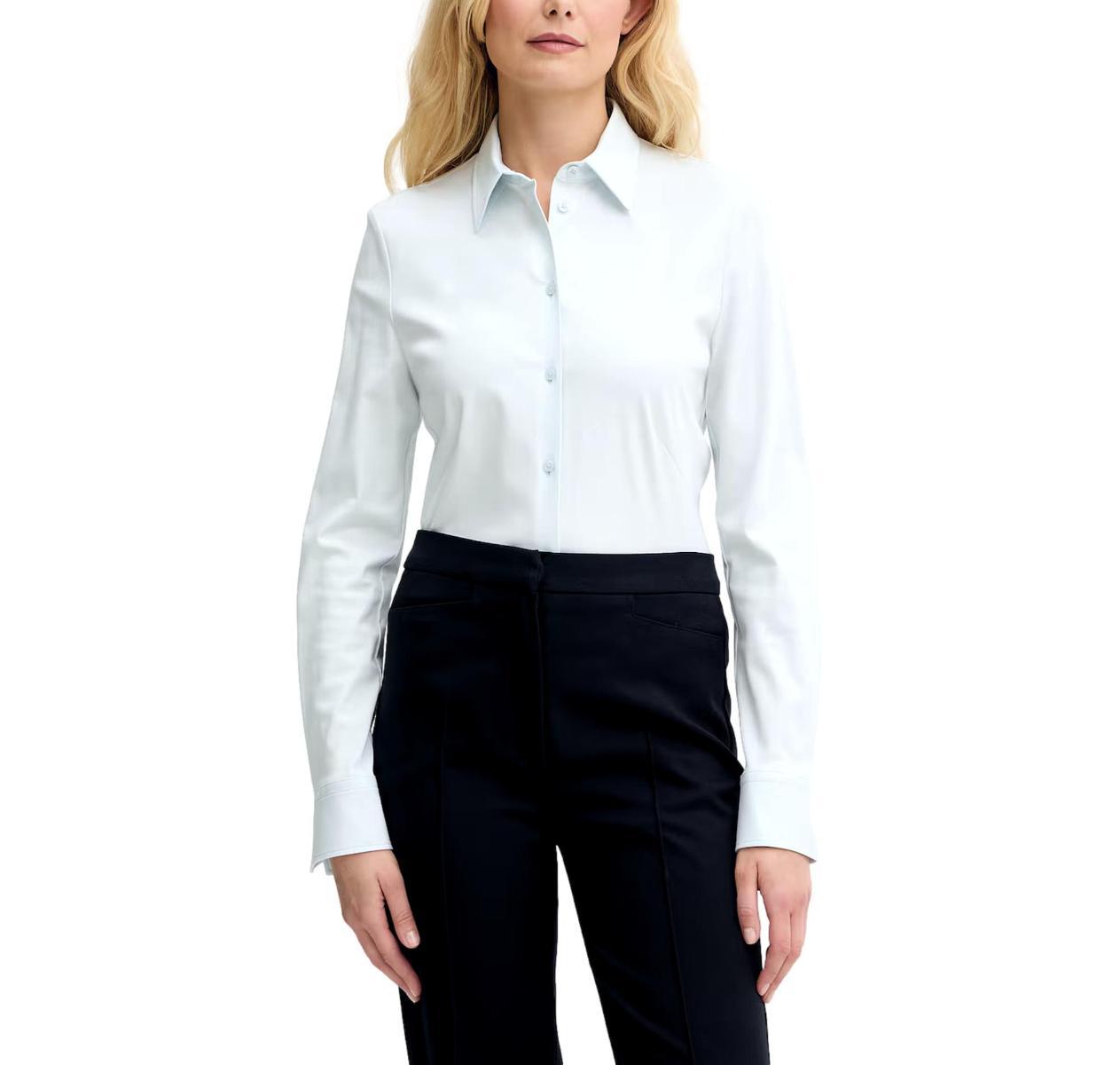 BOSS Camicia Donna Extra Slim In Jersey Di Cotone Bronta Tuesday 50543691 Colore Celeste-Multicolore